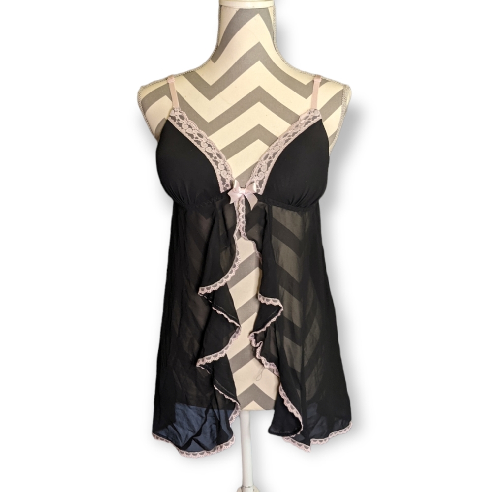 Black sexy nighty open front lingerie